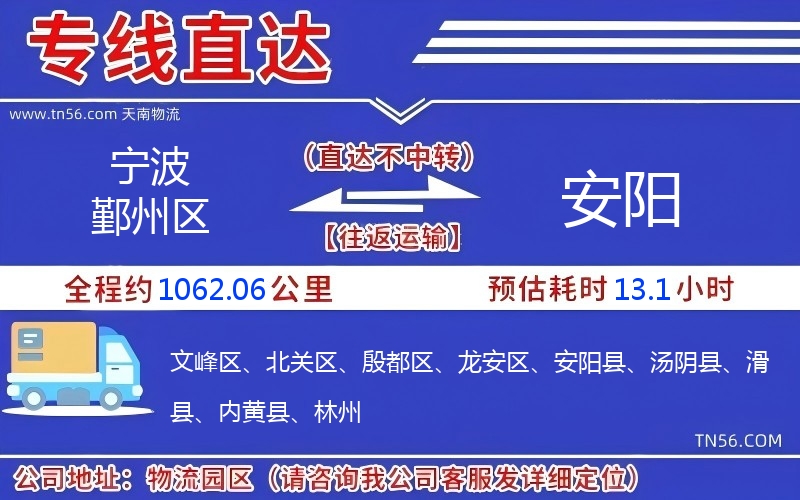 寧波鄞州區(qū)到安陽物流公司