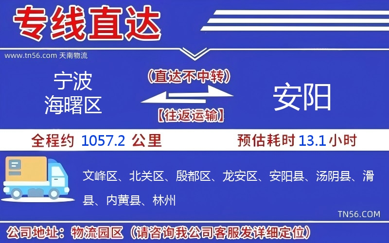寧波海曙區(qū)到安陽(yáng)物流公司