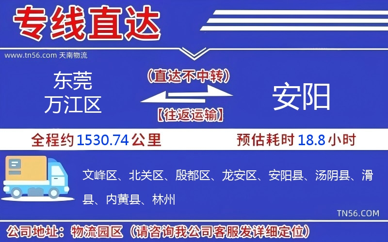 東莞萬江區(qū)到安陽物流公司